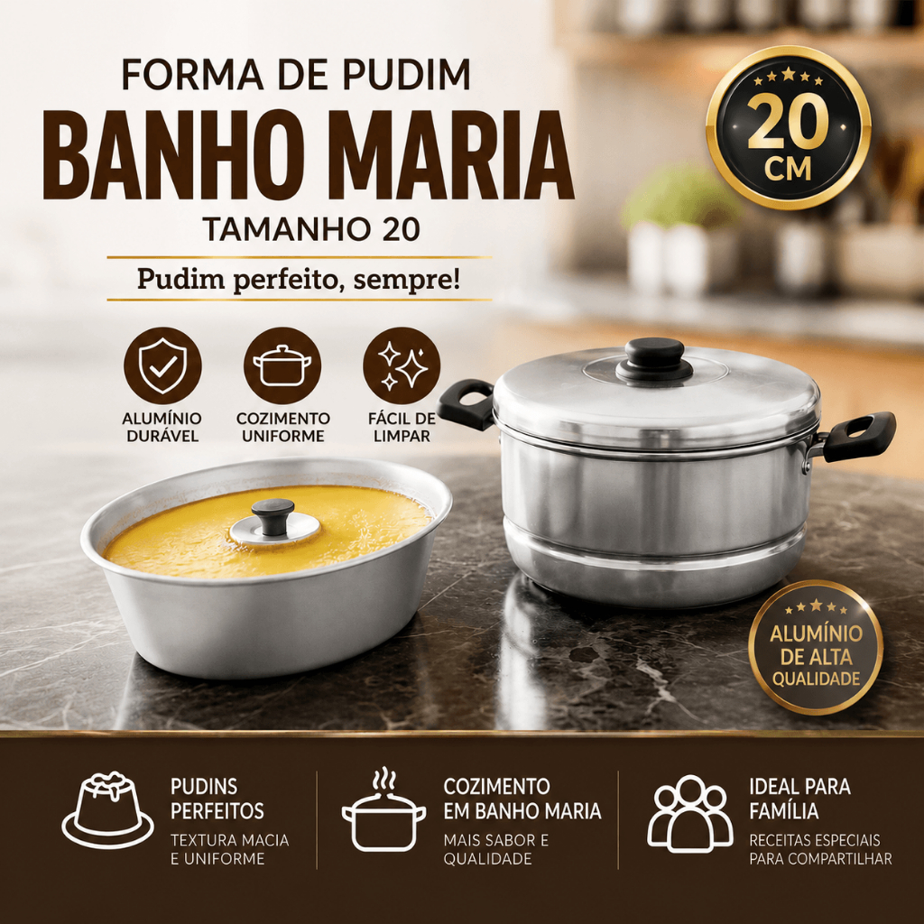 forma pudim banho maria n 20 Aluminio panela 2 em 1