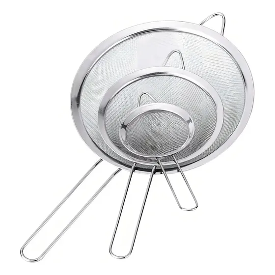Jogo 3 Peneiras P M G Em Casa Tem Aço Inox Luxo Utensílios De Cozinha