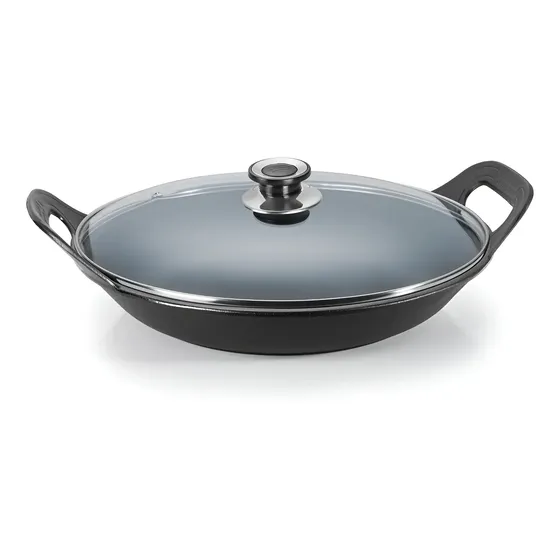 Panela de Ferro Fundido Para Risoto, 5 Litros, Com Tampa de Vidro – Panela Mineira Chef