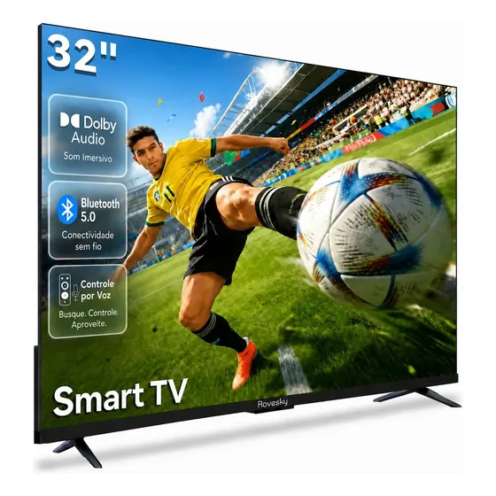 Smart Tv 32 Polegadas Rovesky Fhd Dolby Suporta Rede Com Fio