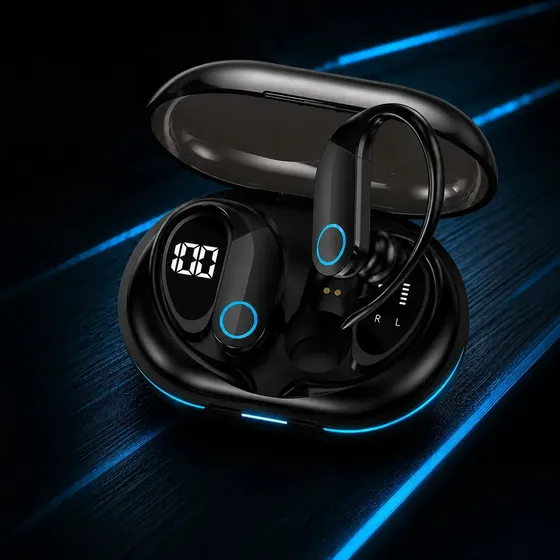 Fone De Ouvido Bluetooth Sem Fio Wireless Tws Anti-ruído Tipo Gancho Esportivo Academia Bike Ciclismo Corrida Compatível iPhone Samsumg Xiaomi Motorola Preto