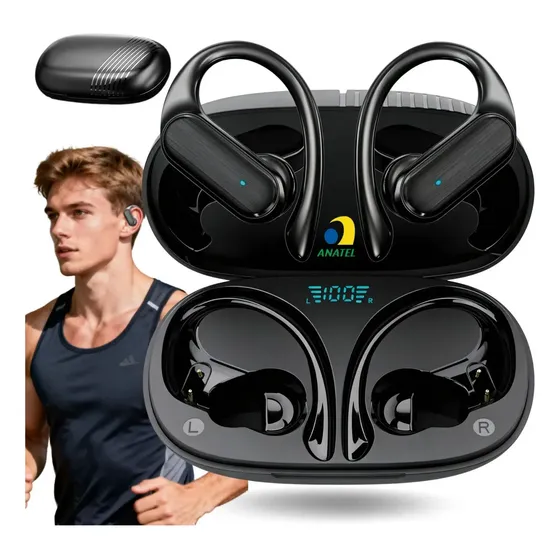 Fone De fone Bluetooth 5.3 Tws Sem Fio Esportivo Compatível Com iPhone Samsung Xiaomi Motorola Celular Android Ios Academia Com Gancho