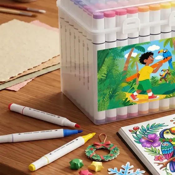 Canetas Marcadores 80 Cores Ponta Dupla + Maleta Lettering K