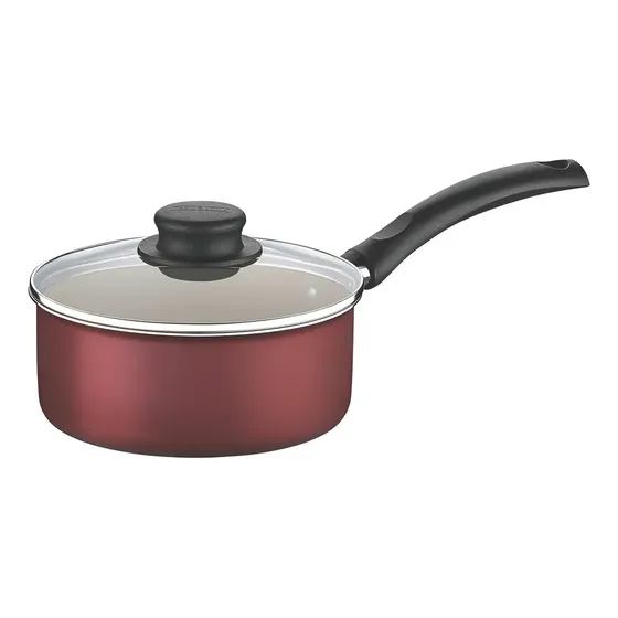 Panela Tramontina Antiaderente Com Tampa De Vidro 18cm 2 Lts Cor Vermelho