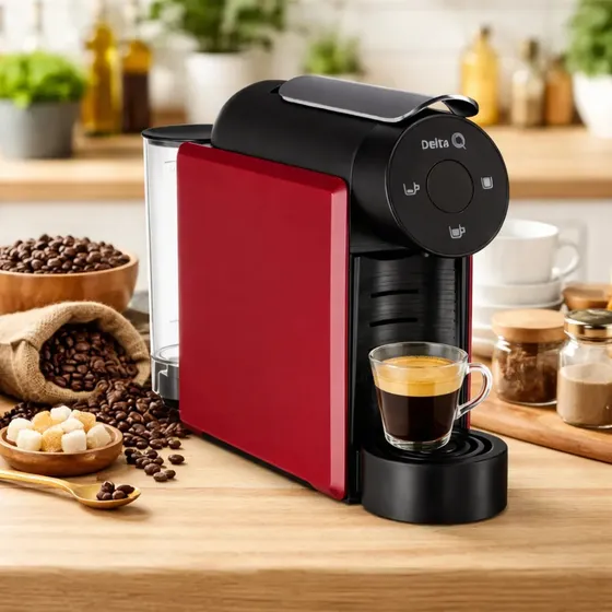 Máquina Cafeteira Capsulas Café Expresso Delta Q Mini Qool Cor Vermelho