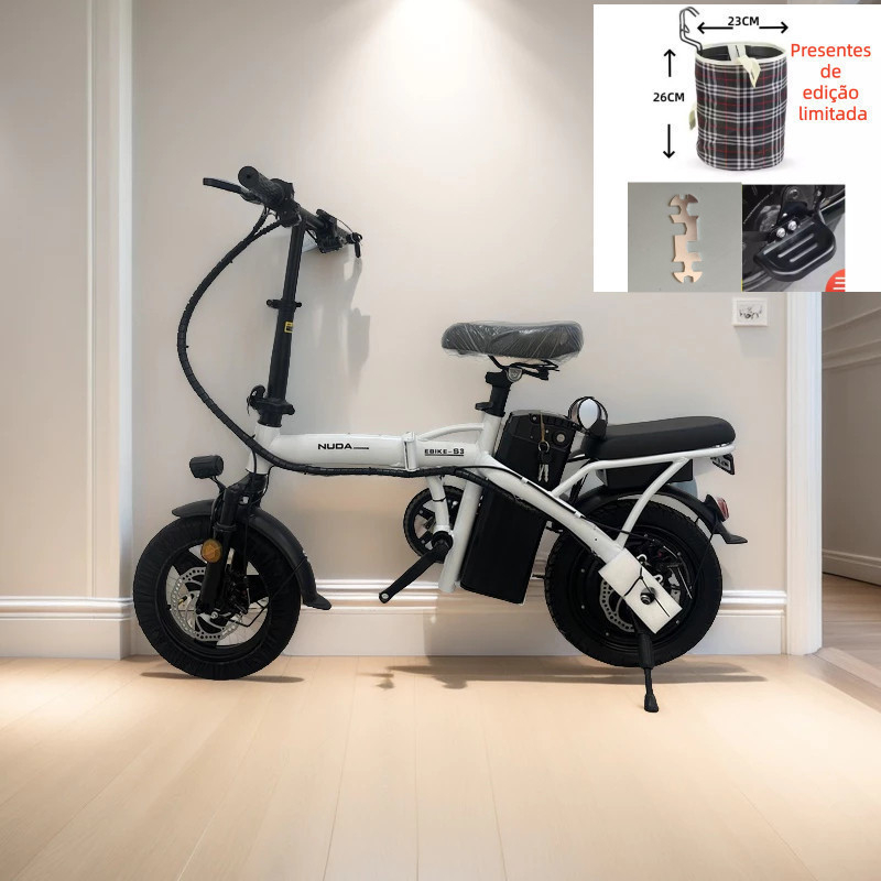 ⚡ Bicicleta Elétrica 48V Dobrável para Cidade 🚲 Econômica Mobilidade Urbana + Cesta Grátis 🎁 Promoção Limitada