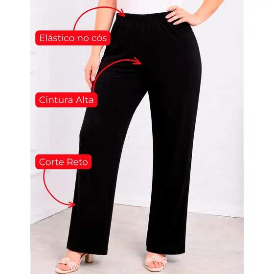 Calça Gorgurão Senhora Cintura Alta Elástico Idoso Feminina