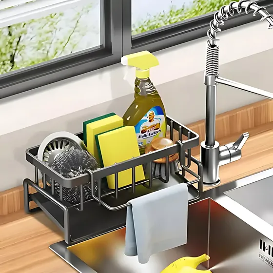 Pia Organizador Detergente Esponja Suporte Cozinha Em Metal