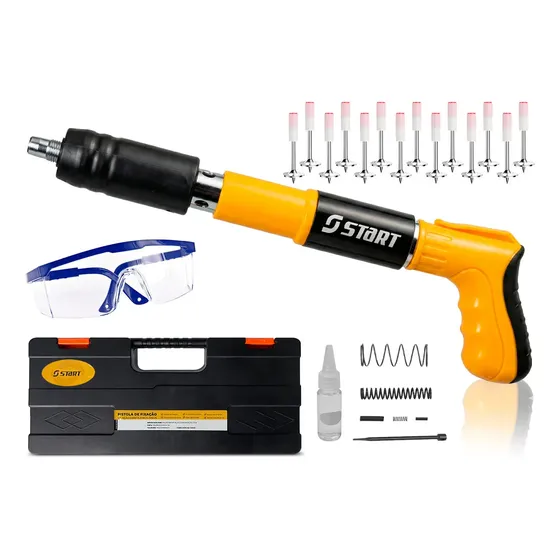 Pistola Fixação Ação Direta Finca Pinos Drywal Gesso Manual Rebites Potente Portátil Com Acessórios Start