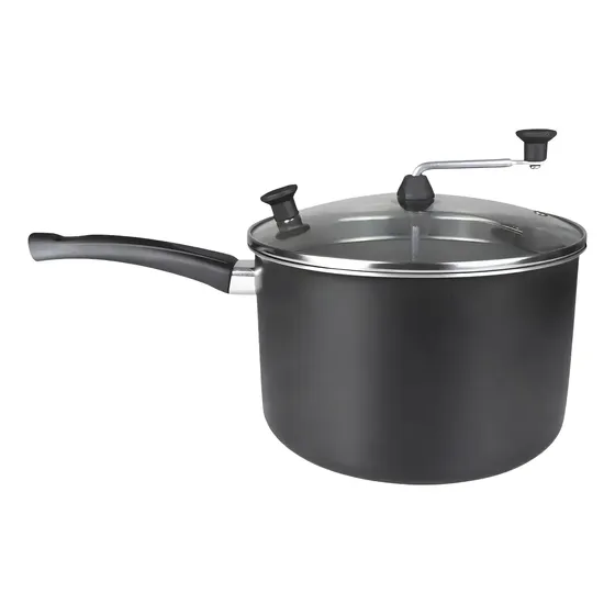 Panela de Pipoca Profissional RL 4L Antiaderente Tampa de Vidro Preto