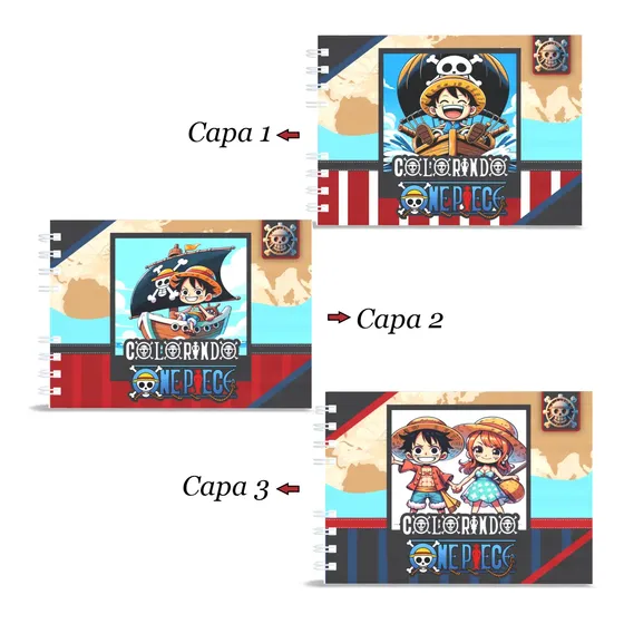 Livro De Colorir One Piece Estilo Bobbie Goods Capa Dura Holográfica 50 Folhas Grossas Com Acetato De Brinde
