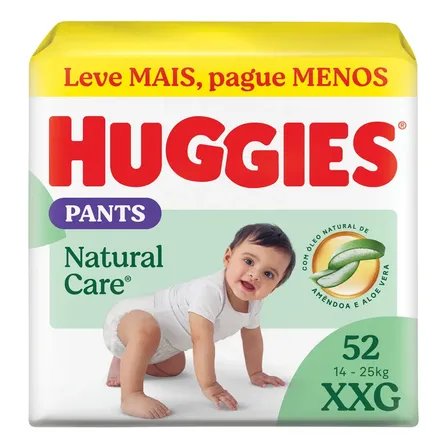 Huggies Fralda Pants Roupinha Premium Natural Care XXG - 52 Unidades