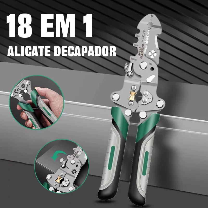 18 em 1 Alicate Dobrável Decapador Crimpador Eletricista Descacador Fios Decapador Fio Automático