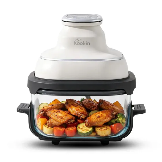 Fritadeira Air Fryer Kookin CrisPro 4,2L Sem Revestimento Antiaderente, Fácil de Limpar, com Recipiente de Vidro e Painel Digital para um Cozimento Mais Saudável