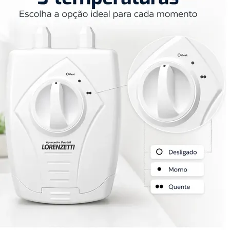 Aquecedor Elétrico de Água Lorenzetti Versátil 3 Temperaturas Branco 5500W