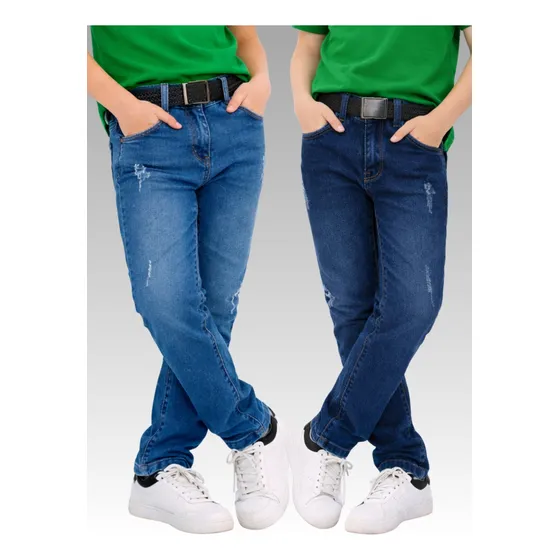 Kit Com 2 Calças Jeans Masculina Infantil Juvenil Menino