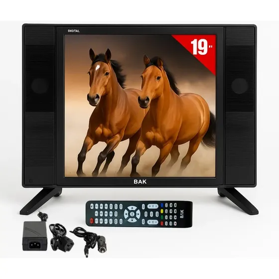Tv Portátil Bak 19'' LED HD 1440x900 Preto HDMI USB Controle