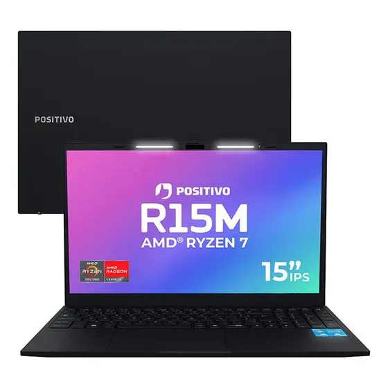 Notebook Positivo Vision R15M Com AMD Ryzen 7, Tela 15.6" Full HD IPS e Minitela