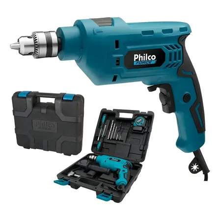 Kit Furadeira De Impacto E Maleta Pfu01mf 650w Philco Cor Azul-turquesa