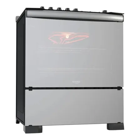 Fogão 5 Bocas Dako Diplomata Glass Style com Frente Espelhada Mesa de Vidro e Grill com Timer e Tripla Chama Bivolt