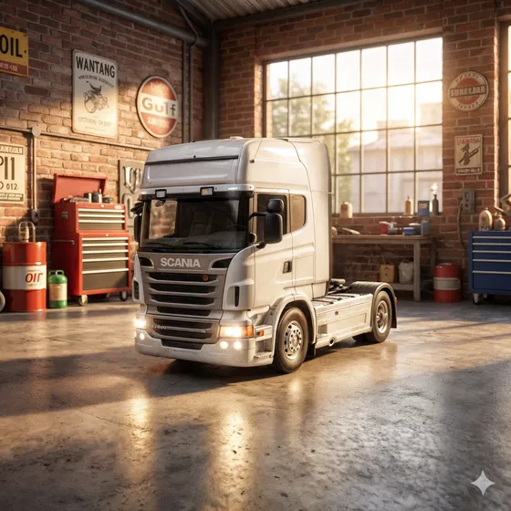 Miniatura Caminhão Scania V8 770s Branco Trucado Com Som E Luz Brinquedo Colecionável Premium Ligeiro