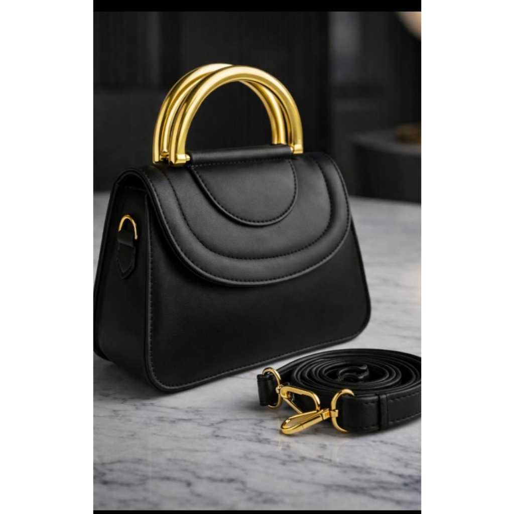 Bolsa Feminina Transversal De Lado Ajustavel Alça De Mão Dourada Elegante Estilosa