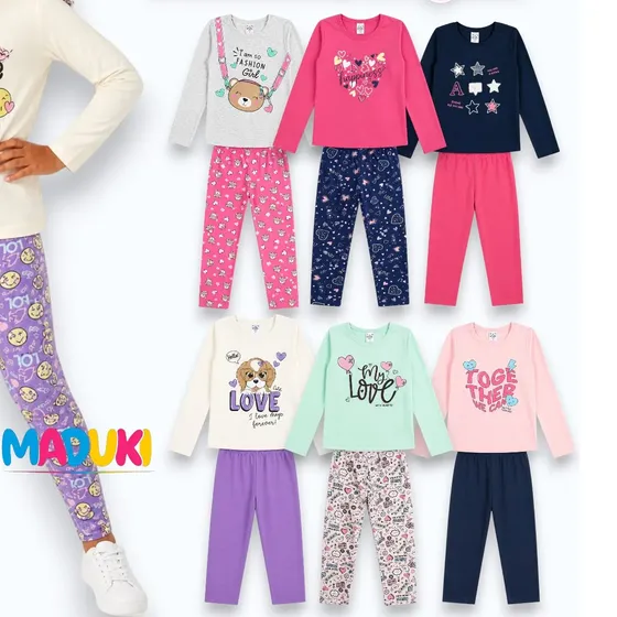 Kit 4 Peças Infantil Feminino  Roupas Meia Estação Menina