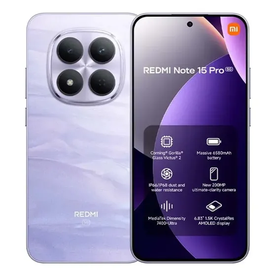 Celular Xiaomi Redmi Note 15 Pro 5g 256gb - Versão Global - Lilás