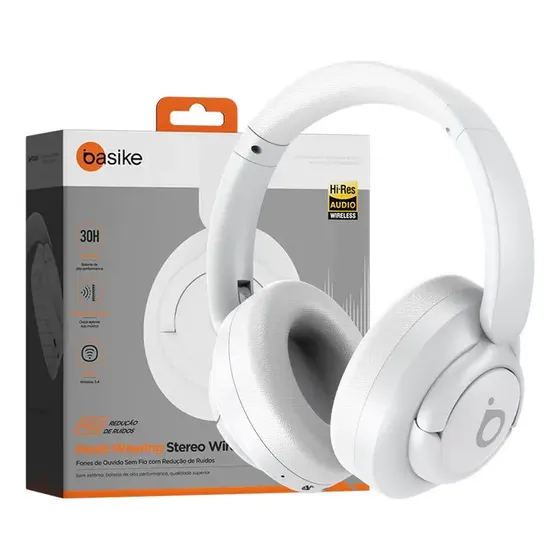 Fone de Ouvido Basike Bluetooth 5.4 Com ANC e Graves Profundos - 30 Horas de Bateria