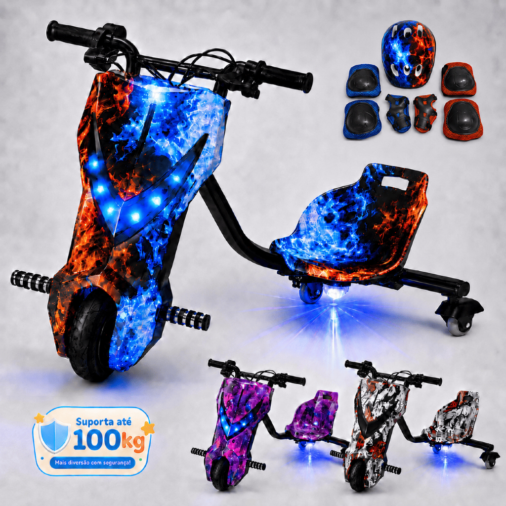 Triciclo Drift Elétrico Infantil 350w Com Led Suporta 100kg