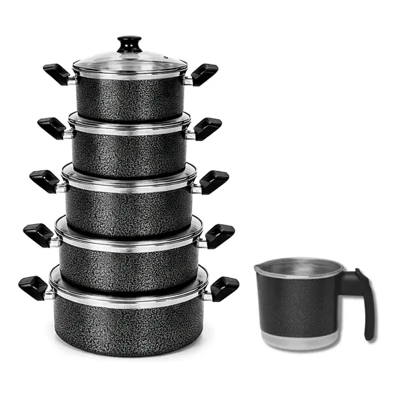 Kit Jogo De Panelas 6 Peças Com Tampa De Vidro Para Cozinha