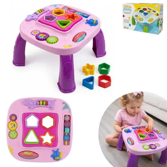 Mesa Infantil Mesinha Didática Divertida Brinquedo Crianças Educacional Bebê Atividades De Montar Interativa Educativa Clube Educativo Rosa