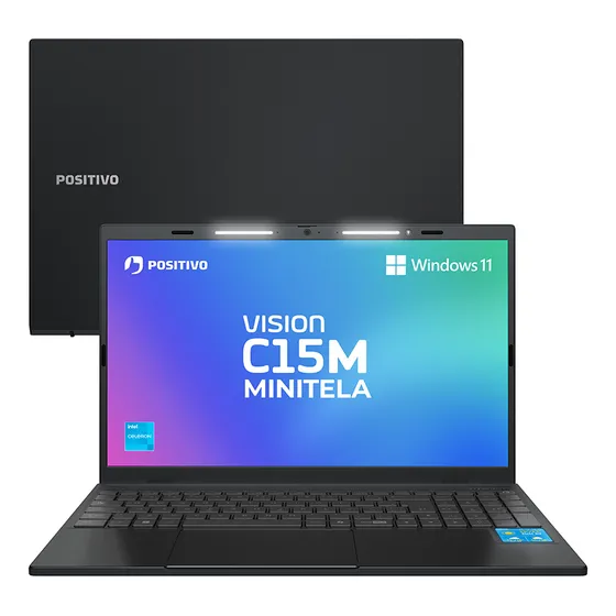 Notebook Positivo Vision C15M de 15.6" Full HD com Minitela e Tecla Copilot, Intel Celeron, 8GB RAM e 128GB SSD