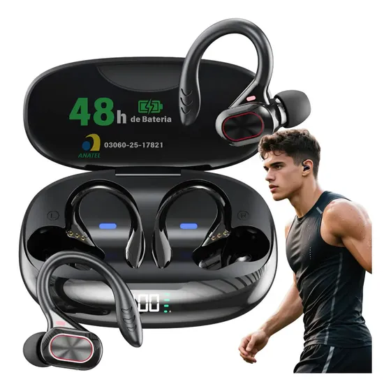 Fone de Ouvido JSKJ S730 TWS Bluetooth com Microfone, para Esportes e Gamer