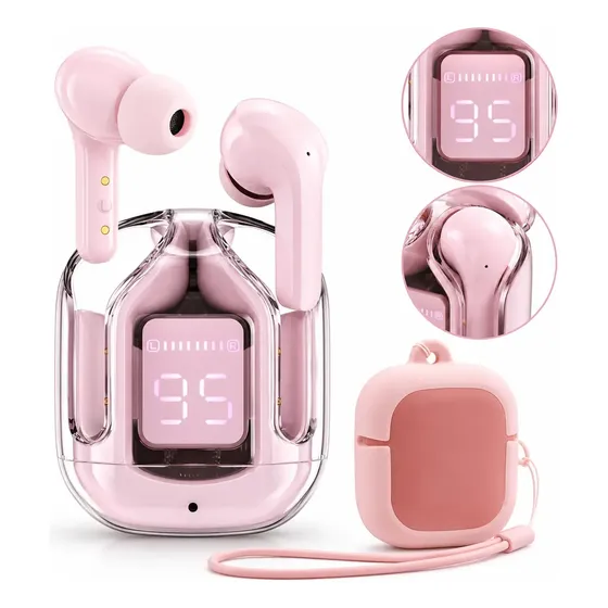 Fone De Ouvido Bluetooth Sem Fio Ipx Tws Led Display Digital Cor Rosa Air 31 T6 - Marca Nilbas®