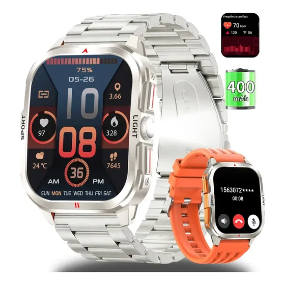 Smartwatch FoxBox BWMK98 Tático Militar Para Homem Com Chamadas e 100 Modos Esportivos