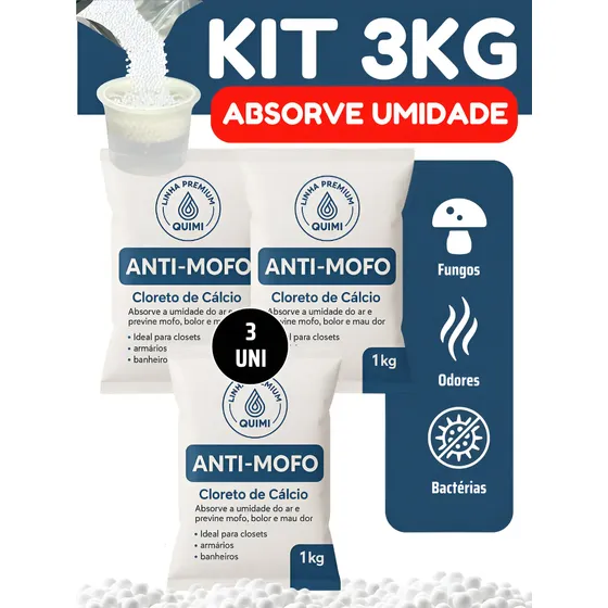 Cloreto De Cálcio 3 Kg Refil Antimofo Granulado Bolinhas 3kg