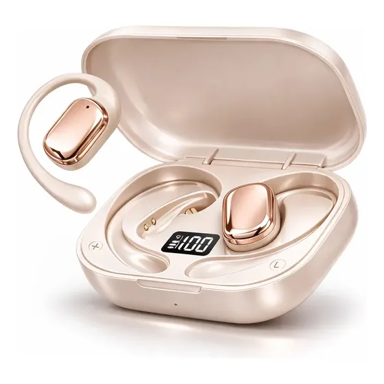 Fone Bluetooth 5.3 Tws Sem Fio Esportivo Compatível Com iPhone Samsung Xiaomi Motorola Com Gancho Premium Bitvendo Xt80 Cor Perola