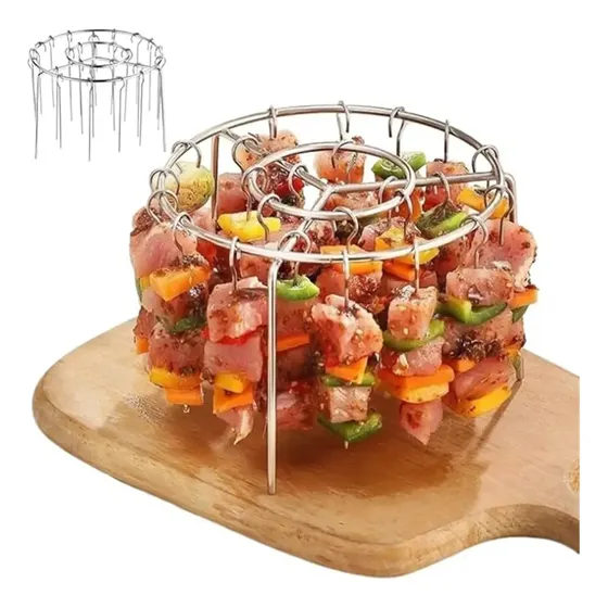 Suporte Espetos Vertical Inox Para Air Fryer Bbq Grill