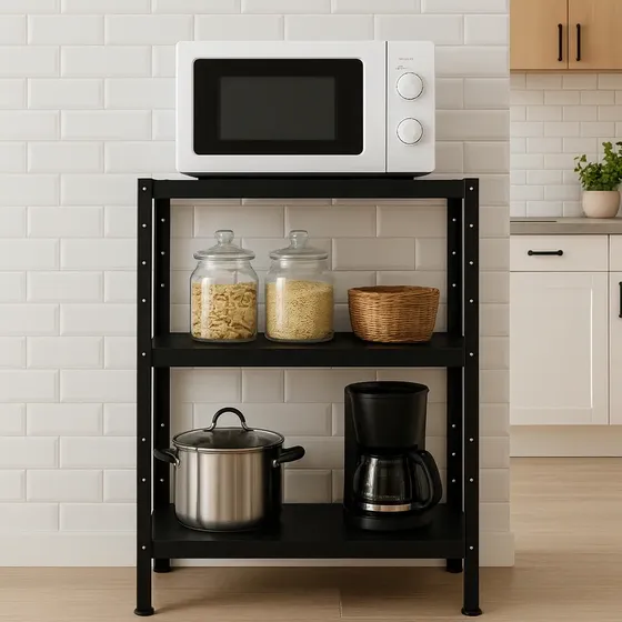 Prateleira Despensa Em Aço 3 Bandejas Multiuso Cozinha Luxo