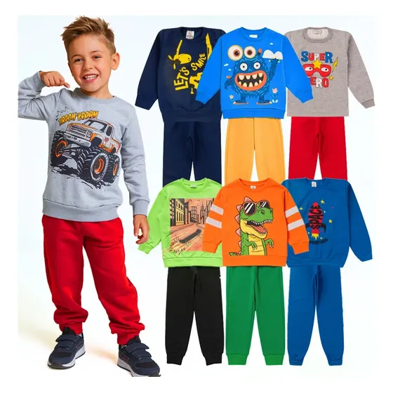 Kit 06 Peças Moletom Menino Infantil Inverno Atacado Barato