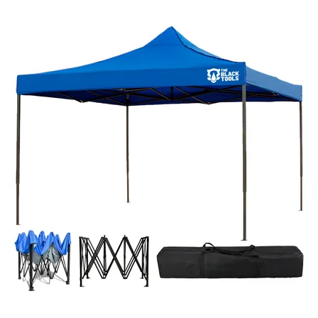 Tenda Sanfonada Proteção Uv 3x3m Gazebo Ajustável C/ Bolsa Azul