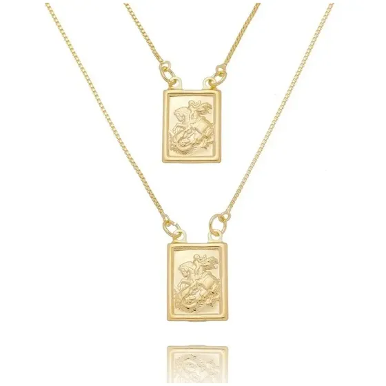 Escapulario São Jorge Banhado A Ouro 18k Com Garantia