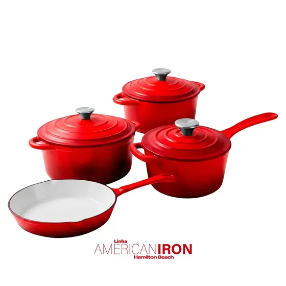 Jogo de Panelas Ferro Fundido 4 Peças Hamilton Beach American Iron