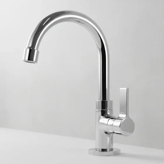 Torneira Metal Inox Lavatório Bica Móvel 1/4 Volta Cromado Cor Cinza