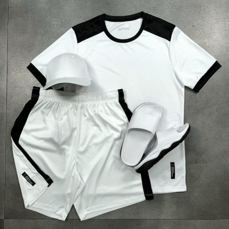 Kit Conjunto Masculina Dry Fit Camisa + Bermuda Academy Training