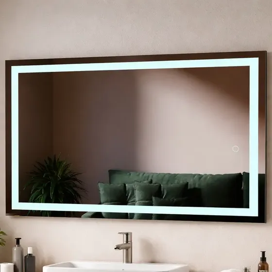Espelho Retangular 80x50 Cm Led Multicolor Decorativo Parede