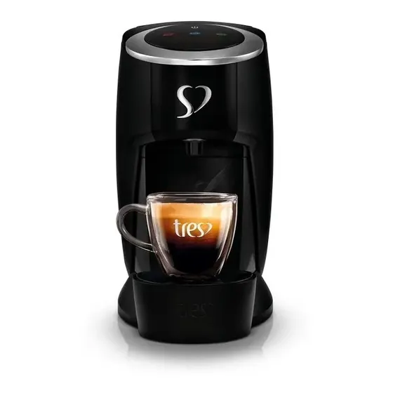 Cafeteira Tres Corações Touch automática preta para cápsulas monodose