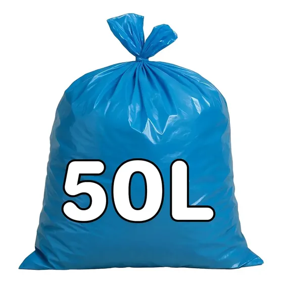 40unid Saco De Lixo Reforçado Azul 50l