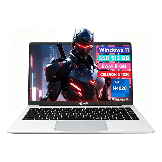 Notebook Intel Celeron N4020 8 GB de RAM 512 GB Ssd notebook Win 11 cor prata VNJH1402-1 Vsap